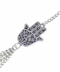 One Tribe Apparel Jewelry Silver Hamsa Bracelet & Hand Chain