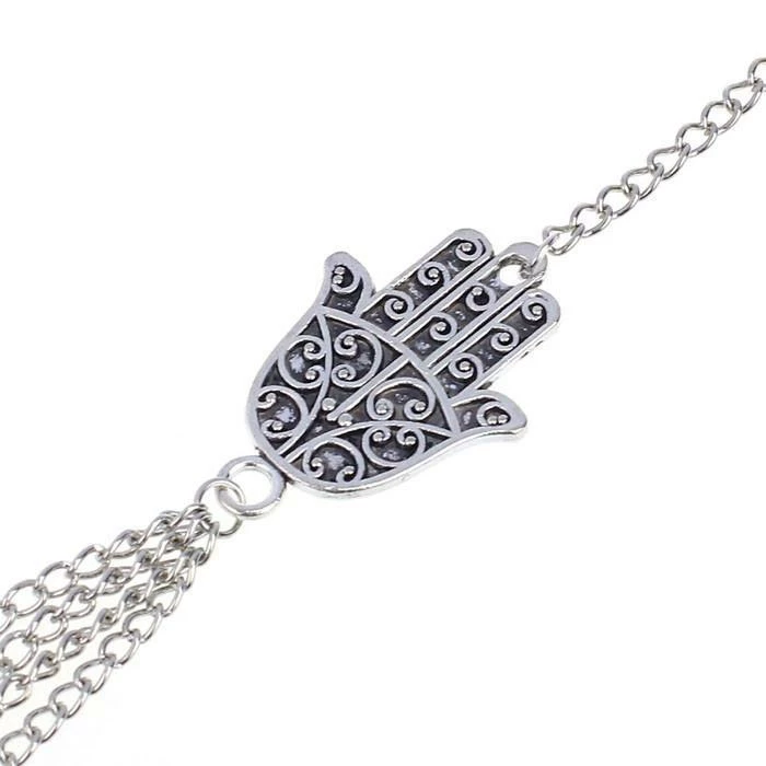 One Tribe Apparel Jewelry Silver Hamsa Bracelet & Hand Chain 3 One Tribe Apparel Jewelry Silver Hamsa Bracelet & Hand Chain