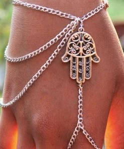 One Tribe Apparel Jewelry Silver Hamsa Bracelet & Hand Chain 11 One Tribe Apparel Jewelry Silver Hamsa Bracelet & Hand Chain