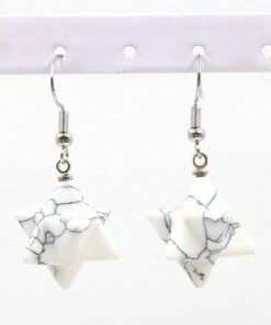Xinshangmie Store Jewelry Silver Plated White Turquoise Merkaba Drop Earrings