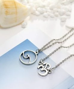 One Tribe Apparel Silver Stacked Om & Wave Charm Boho Anklet