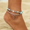 One Tribe Apparel Jewelry Silver Wave Charm Adjustable Beads Anklet