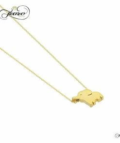 TZARO JEWELRY Small Elephant Necklace, 925 Sterling Silver, 14K Gold Plated Mini Elephant Necklace