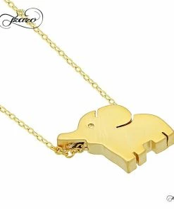 TZARO JEWELRY Small Elephant Necklace, 925 Sterling Silver, 14K Gold Plated Mini Elephant Necklace