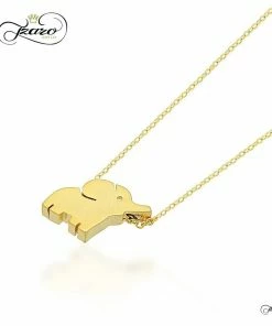 TZARO JEWELRY Small Elephant Necklace, 925 Sterling Silver, 14K Gold Plated Mini Elephant Necklace