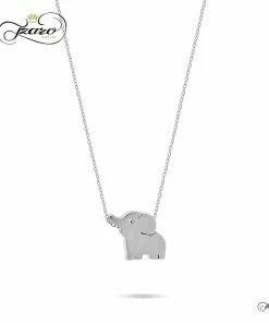TZARO JEWELRY Small Elephant Necklace, 925 Sterling Silver, Silver Plated Mini Elephant Necklace
