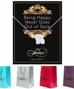 TZARO JEWELRY Small Elephant Necklace, 925 Sterling Silver, Silver Plated Mini Elephant Necklace