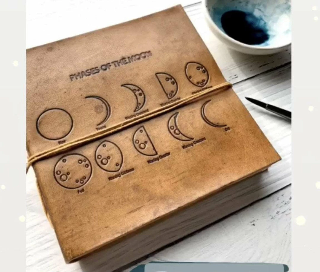 Soothi Square Size Moon Phases Embossed Leather Journal Journals 9 Soothi Square Size Moon Phases Embossed Leather Journal Journals