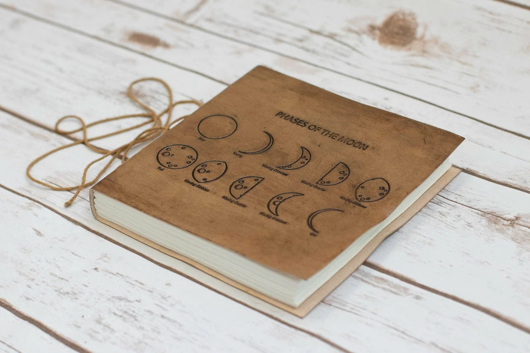 Soothi Square Size Moon Phases Embossed Leather Journal Journals 4 Soothi Square Size Moon Phases Embossed Leather Journal Journals
