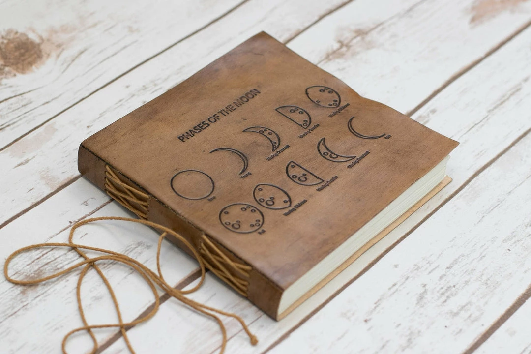 Soothi Square Size Moon Phases Embossed Leather Journal Journals 7 Soothi Square Size Moon Phases Embossed Leather Journal Journals
