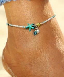 17KM Official Store Starfish Anklets In Aquamarine For Beach