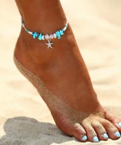 17KM Official Store Starfish Anklets In Aquamarine For Beach