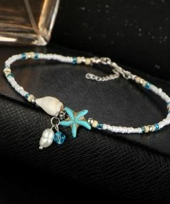 17KM Official Store Starfish Anklets In Aquamarine For Beach