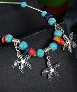 17KM Official Store Starfish Anklets In Aquamarine For Beach
