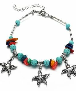 17KM Official Store Starfish Anklets In Aquamarine For Beach