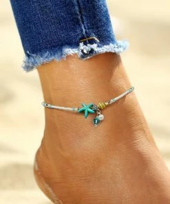 One Tribe Apparel Starfish & Seashells Boho Anklet