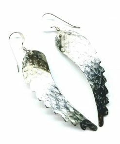 Lexi Butler Designs Jewelry Sterling Silver Hammer Pattern Sculpted Angel Wing Earrings