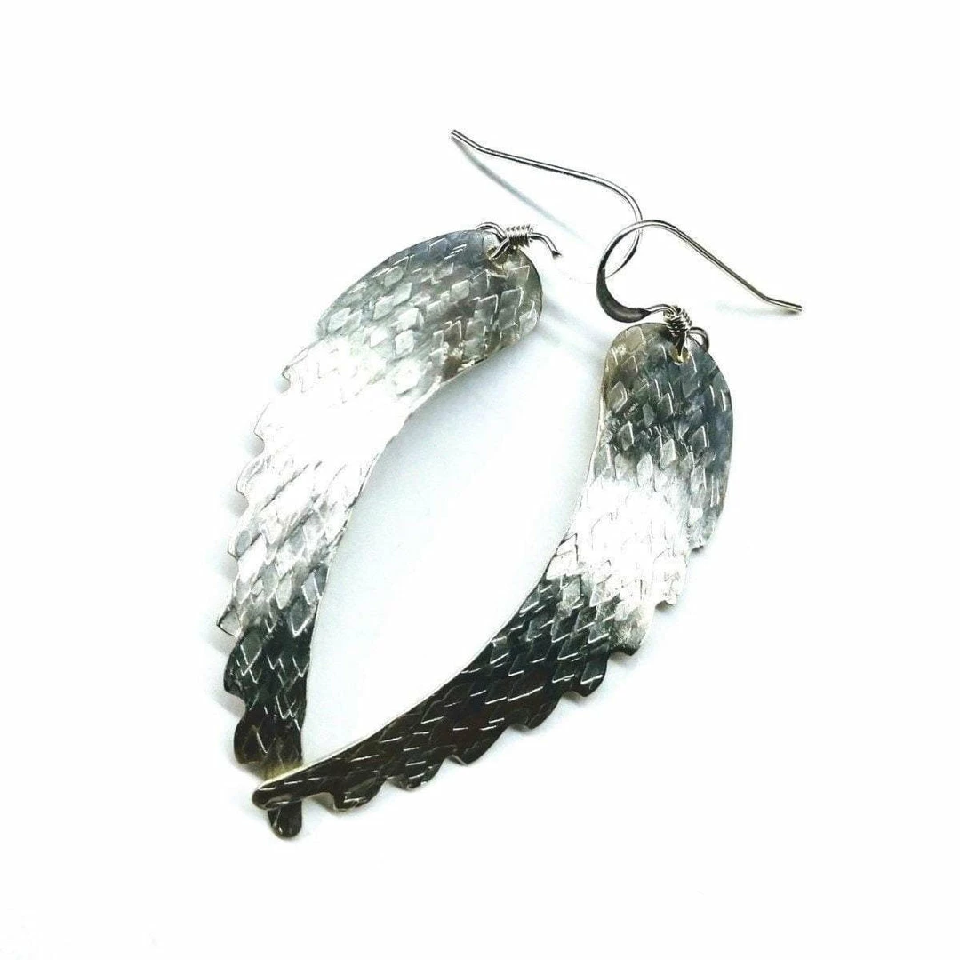 Lexi Butler Designs Jewelry Sterling Silver Hammer Pattern Sculpted Angel Wing Earrings 4 Lexi Butler Designs Jewelry Sterling Silver Hammer Pattern Sculpted Angel Wing Earrings