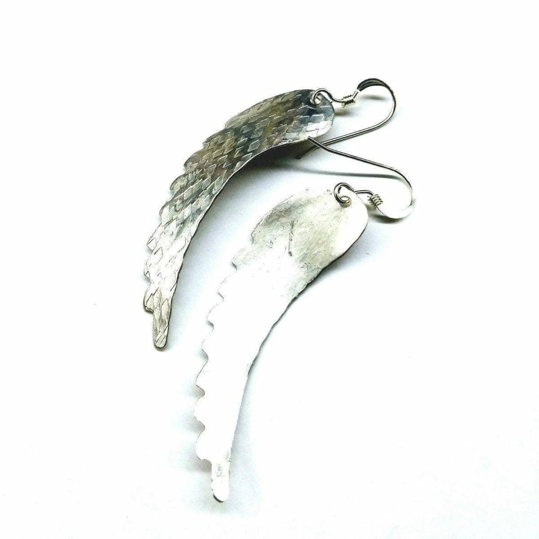 Lexi Butler Designs Jewelry Sterling Silver Hammer Pattern Sculpted Angel Wing Earrings 6 Lexi Butler Designs Jewelry Sterling Silver Hammer Pattern Sculpted Angel Wing Earrings