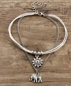 One Tribe Apparel Jewelry Sun & Silver Elephant Anklet