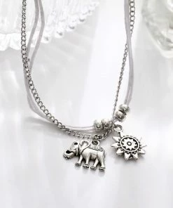 One Tribe Apparel Jewelry Sun & Silver Elephant Anklet