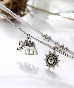 One Tribe Apparel Jewelry Sun & Silver Elephant Anklet