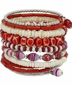 CFM Ten Turn Bead And Bone Bracelet - Red & White (GC)