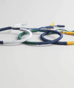 AMIU Handmade Store Jewelry Yellow, Green & White Tibetan Bracelet