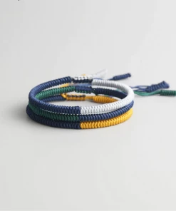 AMIU Handmade Store Jewelry Yellow, Green & White Tibetan Bracelet