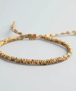 AMIU Handmade Store Yellow Tibetan Buddhist Rope Bracelet