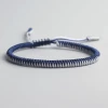 AMIU Handmade Store Navy & White Braided Buddhist Tibetan Bracelets