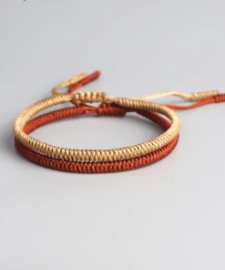 AMIU Handmade Store Jewelry Brown & Orange Woven Buddhist Bracelet