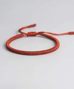 AMIU Handmade Store Jewelry Brown & Orange Woven Buddhist Bracelet