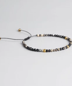 AMIU Handmade Store Gold & Black Chakra Crystal Bead Tibetan Bracelet