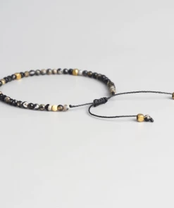 AMIU Handmade Store Gold & Black Chakra Crystal Bead Tibetan Bracelet