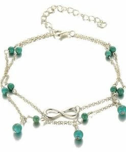 One Tribe Apparel Turquoise Beads With Infinity Charm Boho Anklet