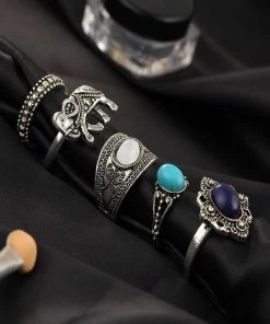 One Tribe Apparel Jewelry Turquoise Elephant Lover RIng Set