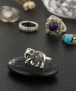 One Tribe Apparel Jewelry Turquoise Elephant Lover RIng Set