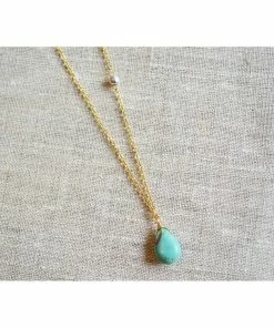 BellaJoo Jewelry Turquoise Sideways Gold Necklace