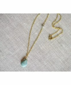 BellaJoo Jewelry Turquoise Sideways Gold Necklace