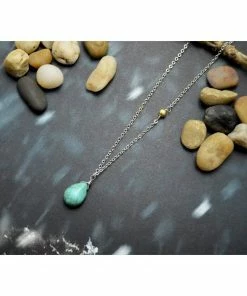 BellaJoo Jewelry Turquoise Sideways Gold Necklace