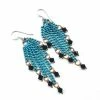Lexi Butler Designs Turquoise Tassel Chain Black Crystal Earrings