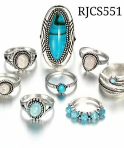 One Tribe Apparel Turquoise Travels Boho Ring Set