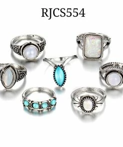 One Tribe Apparel Turquoise Travels Boho Ring Set