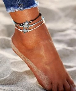 One Tribe Apparel Turtle Anklet Set (3 Pieces)