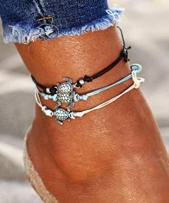 One Tribe Apparel Turtle Anklet Set (3 Pieces)