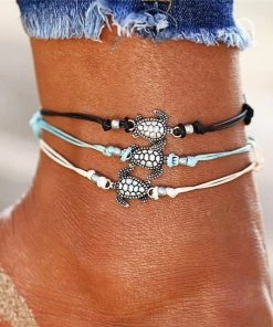 One Tribe Apparel Turtle Anklet Set (3 Pieces)