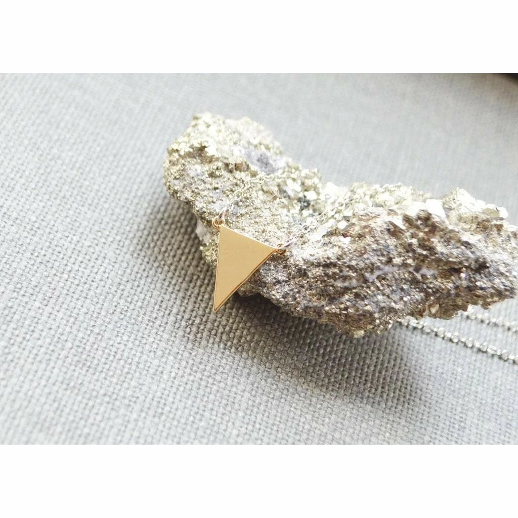 BellaJoo Jewelry Two Tone Triangle Necklace 4 BellaJoo Jewelry Two Tone Triangle Necklace