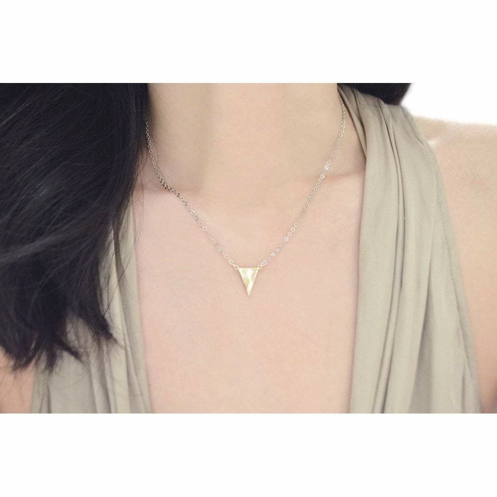 BellaJoo Jewelry Two Tone Triangle Necklace 5 BellaJoo Jewelry Two Tone Triangle Necklace