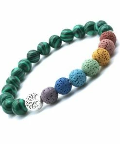 MICHAEL KENDRA Official Store Jewelry Two-Toned Green 7 Chakra Bracelet